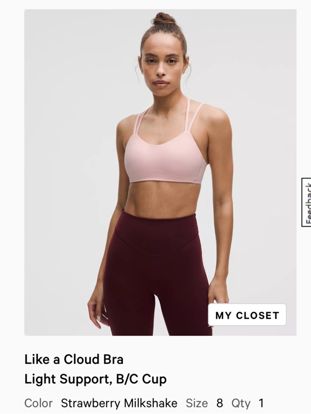 Like A Cloud Bra Light Support B/C Cup Size 8 in the color Strawberry Milkshake